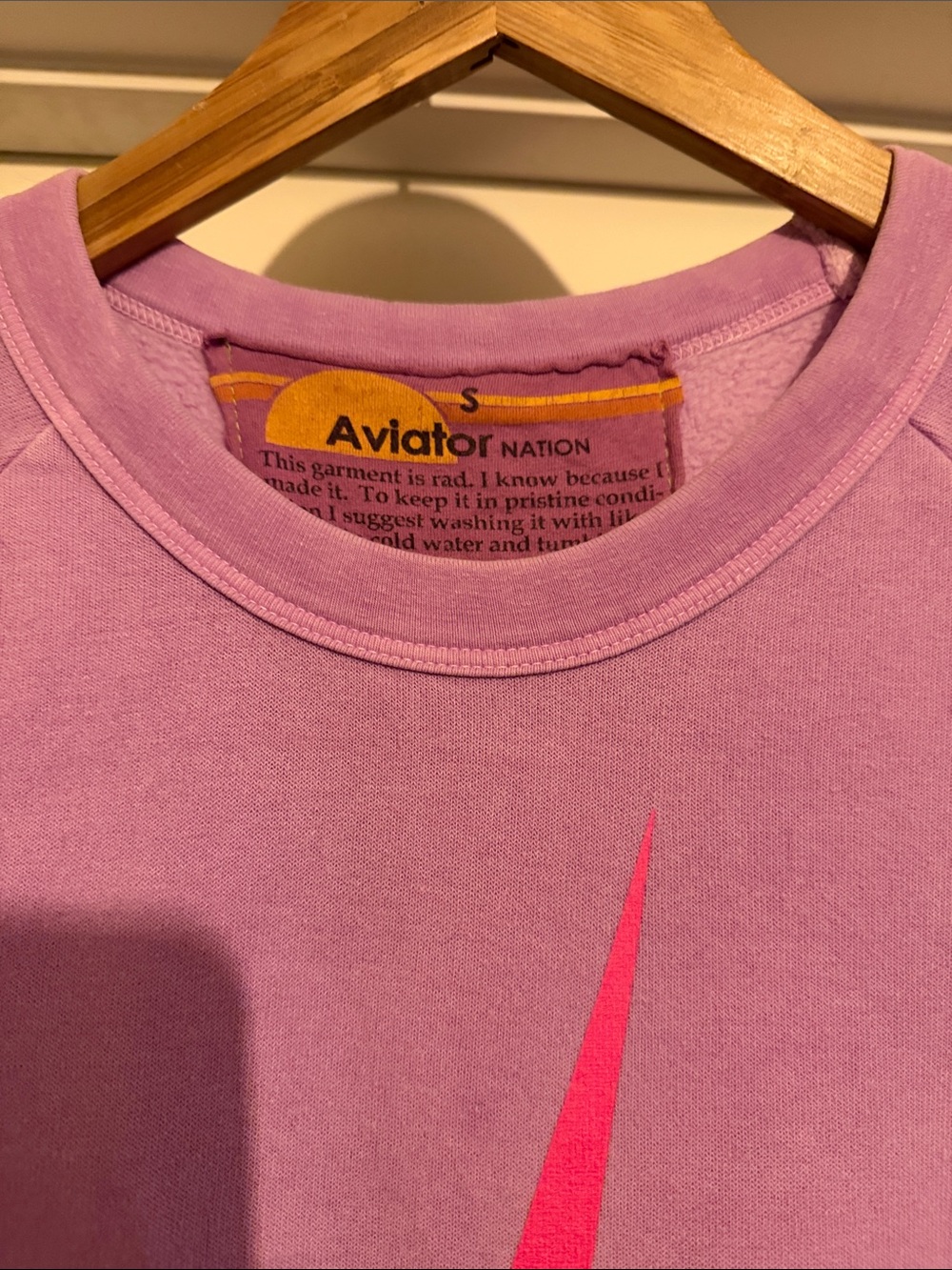 Aviator Nation Lavender Crewneck with Pink Lightning Graphic - Picture 2 of 7